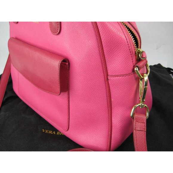 Vera Bradley Pink Leather Purse Adjustable Shoulder Strap Double Handles Spring - Picture 11 of 12